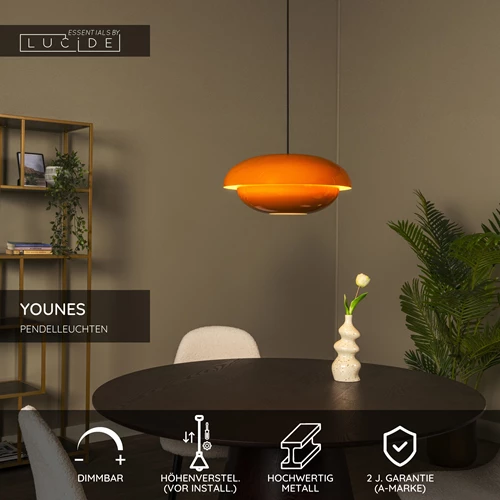 Lucide YOUNES - Pendelleuchten - Ø 40 cm - 1xE27 - Orange | Essential - USP